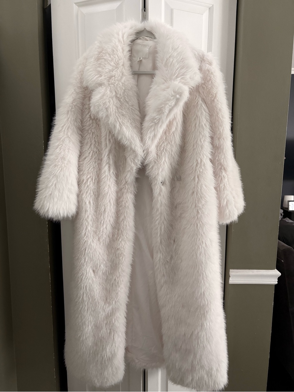H&M Cream Faux Fur Coat with Soft Texture